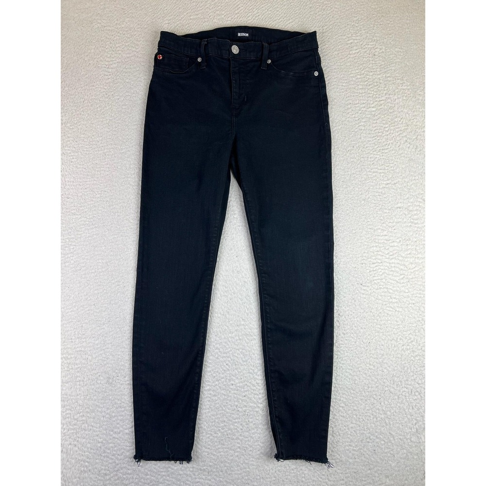 Hudson Natalie Midrise Ankle Jeans Womens 29 Black Raw Hem Stretch NWMAR409ZHE
